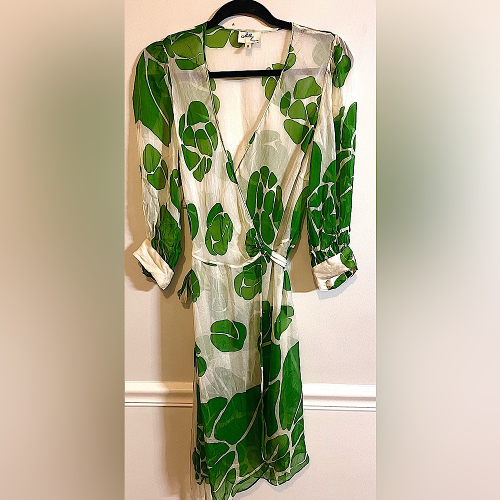 Original Milly of New York 100% Silk Wrap Dress, Made in Italy, Excellent Cond.